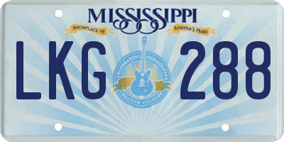 MS license plate LKG288