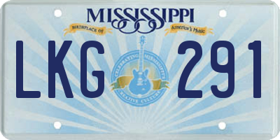MS license plate LKG291