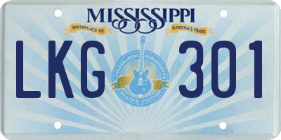 MS license plate LKG301