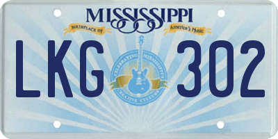 MS license plate LKG302