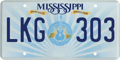 MS license plate LKG303