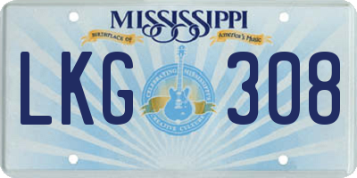 MS license plate LKG308