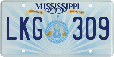 MS license plate LKG309