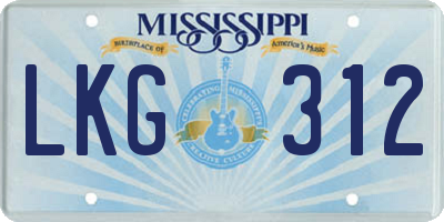 MS license plate LKG312