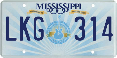 MS license plate LKG314