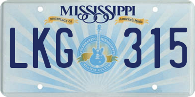 MS license plate LKG315