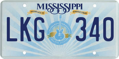 MS license plate LKG340