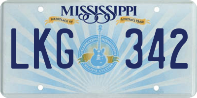MS license plate LKG342