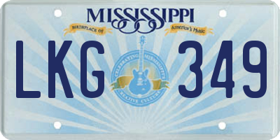 MS license plate LKG349