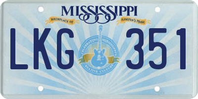 MS license plate LKG351