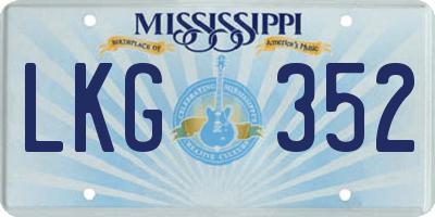 MS license plate LKG352