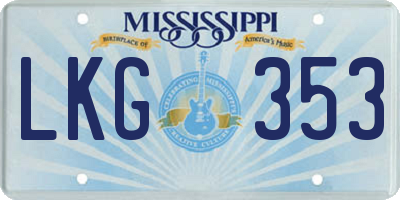 MS license plate LKG353