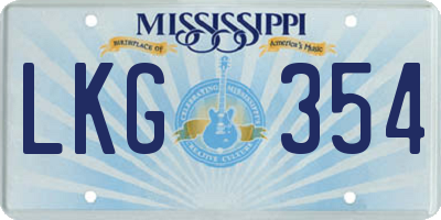 MS license plate LKG354