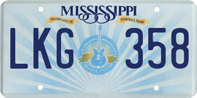MS license plate LKG358