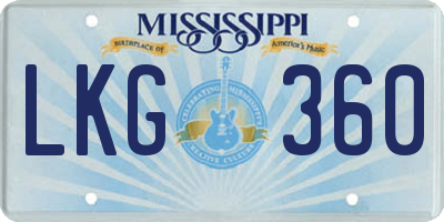 MS license plate LKG360