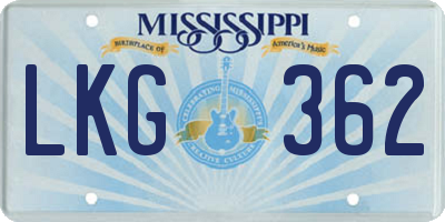 MS license plate LKG362