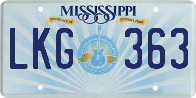 MS license plate LKG363