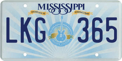 MS license plate LKG365