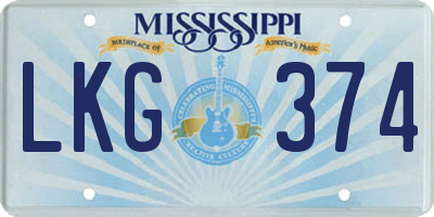 MS license plate LKG374