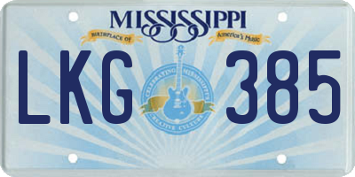 MS license plate LKG385