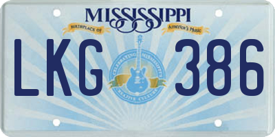MS license plate LKG386