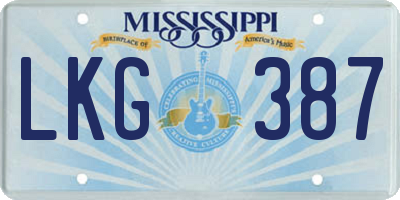 MS license plate LKG387