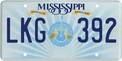 MS license plate LKG392
