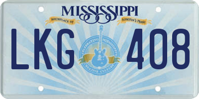 MS license plate LKG408
