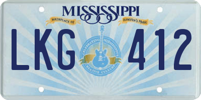 MS license plate LKG412