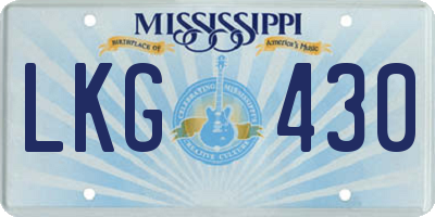 MS license plate LKG430