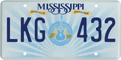 MS license plate LKG432