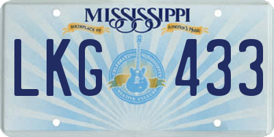 MS license plate LKG433