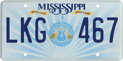 MS license plate LKG467