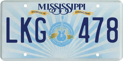 MS license plate LKG478