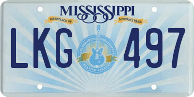 MS license plate LKG497
