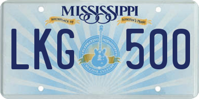 MS license plate LKG500