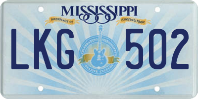 MS license plate LKG502