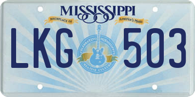 MS license plate LKG503