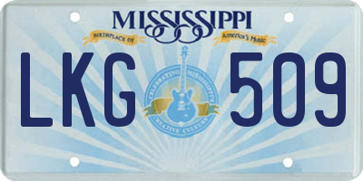 MS license plate LKG509