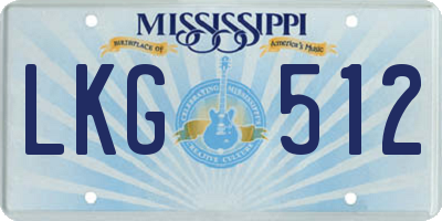 MS license plate LKG512