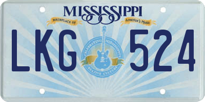 MS license plate LKG524