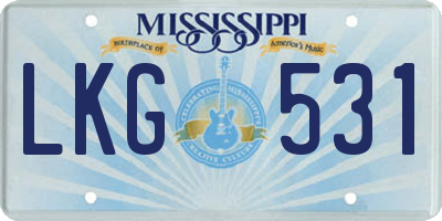 MS license plate LKG531