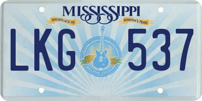 MS license plate LKG537