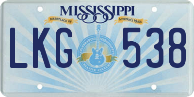 MS license plate LKG538