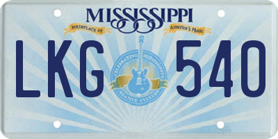MS license plate LKG540