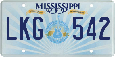 MS license plate LKG542