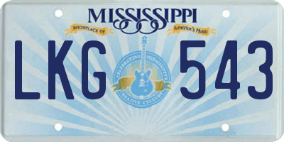 MS license plate LKG543