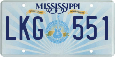 MS license plate LKG551