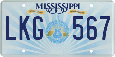 MS license plate LKG567