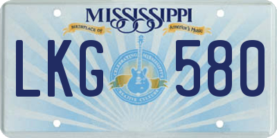MS license plate LKG580